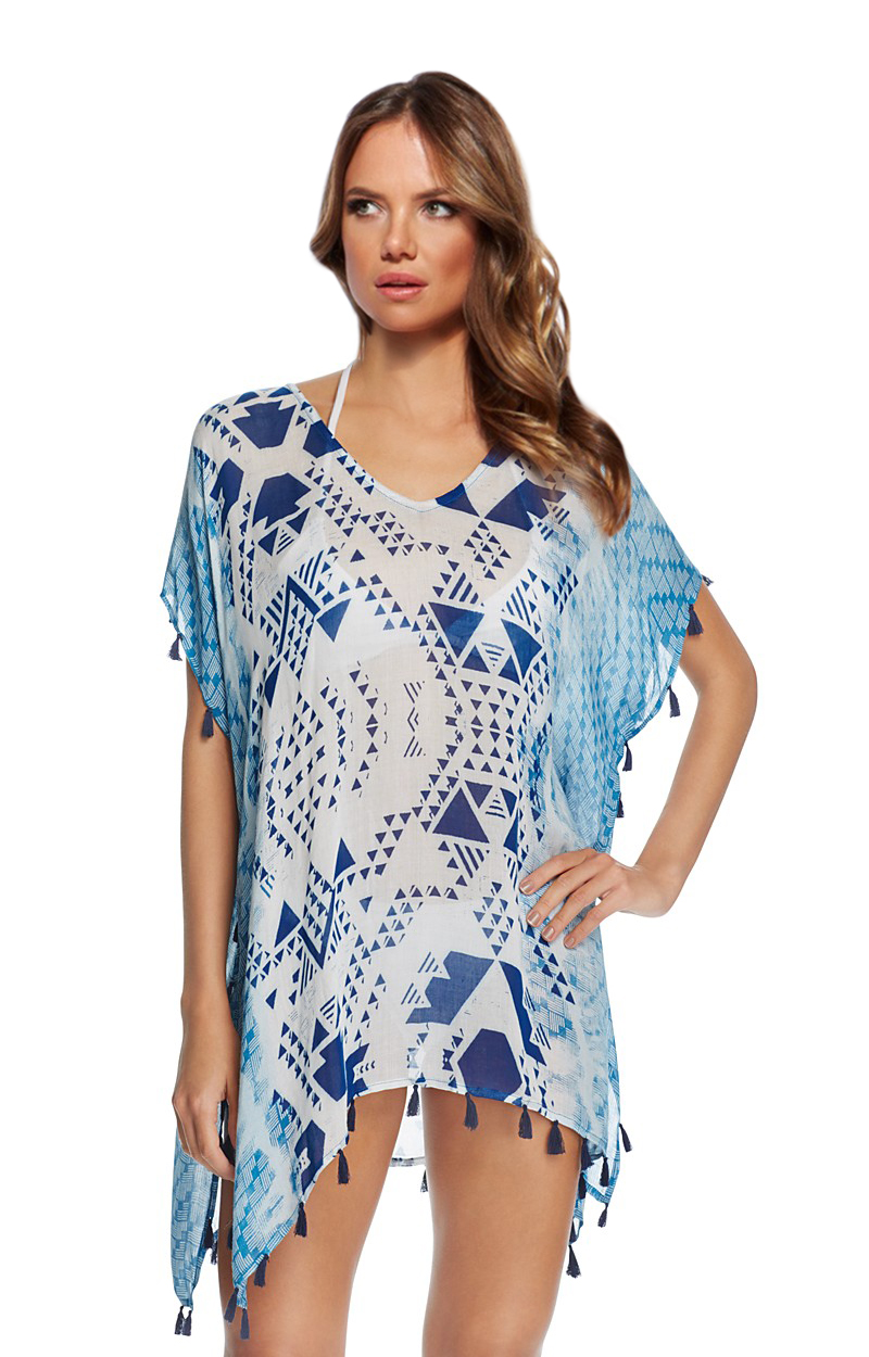 4708Beach Chiffon Poncho with tassels